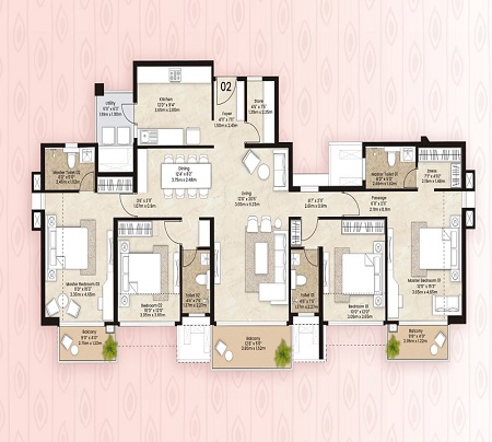 Hiranandani Dombivli 3 BHK floor plan